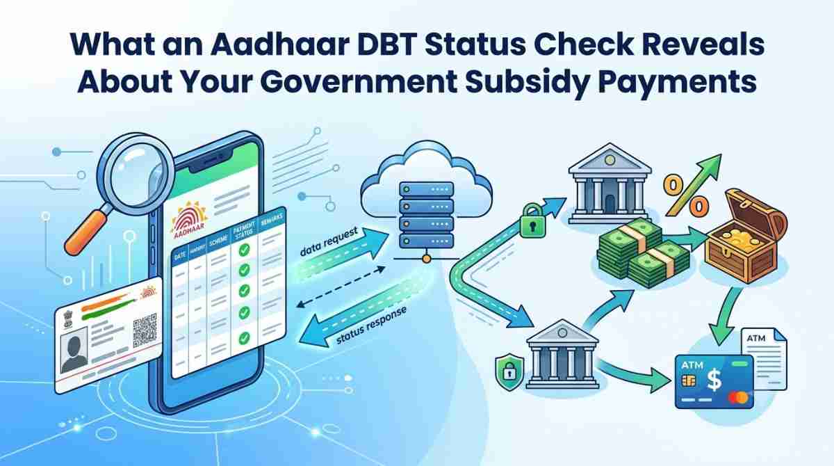 Person checking Aadhaar DBT status online to track government subsidy payments